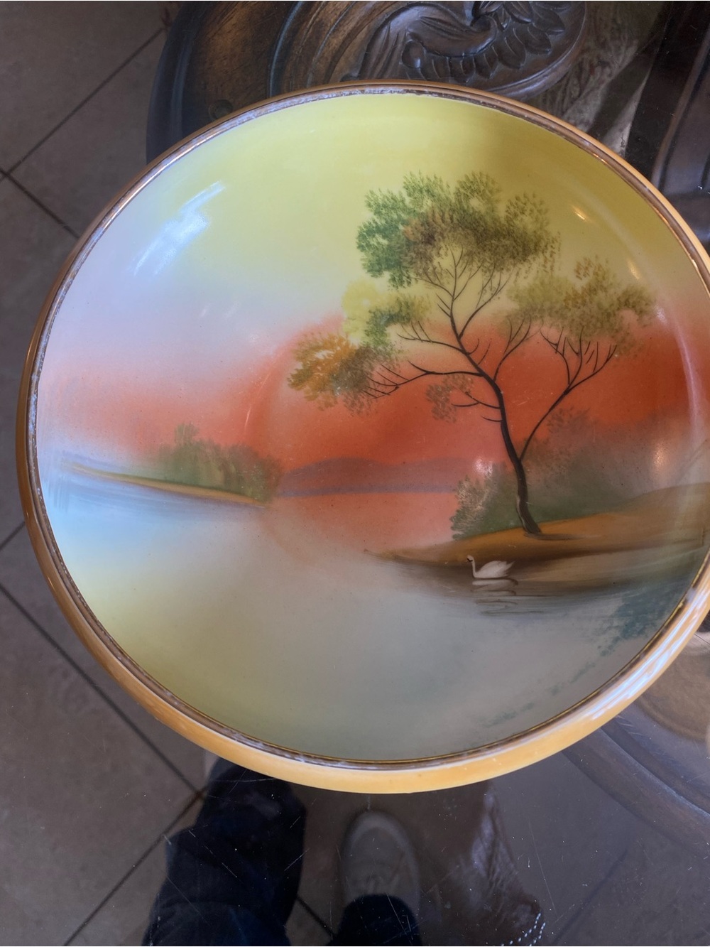 Noritake Hand-Painted Japan Sunset Bowl Vintage 1920-1930